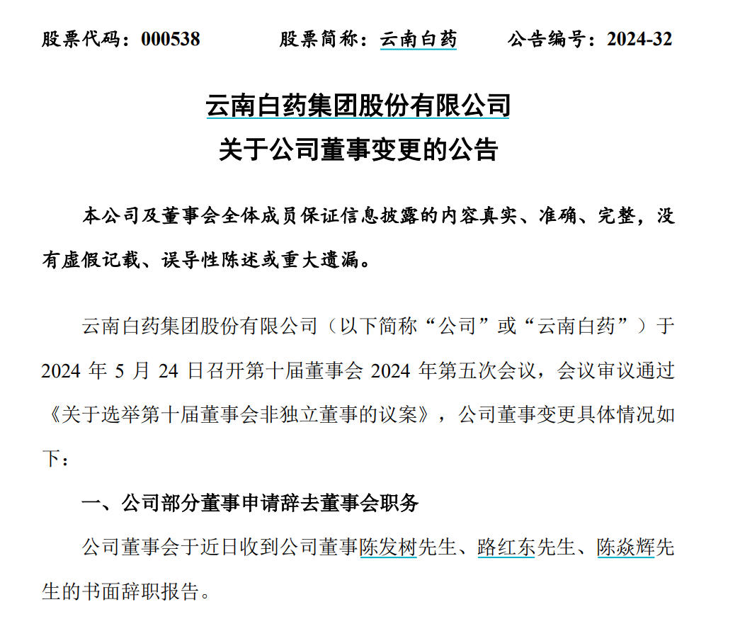 福建前首富父子 退出云南白药董事会！  第2张