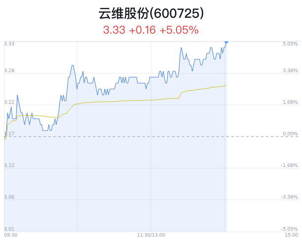 云维股份上涨5.05% 主力净流入增加  第1张