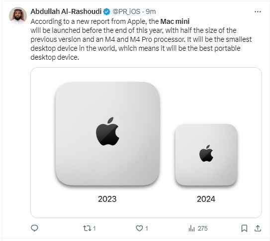 苹果秋季将卖史上最小Mac电脑——搭载M4芯片的新款Mac Mini，迎接AI功能  第1张