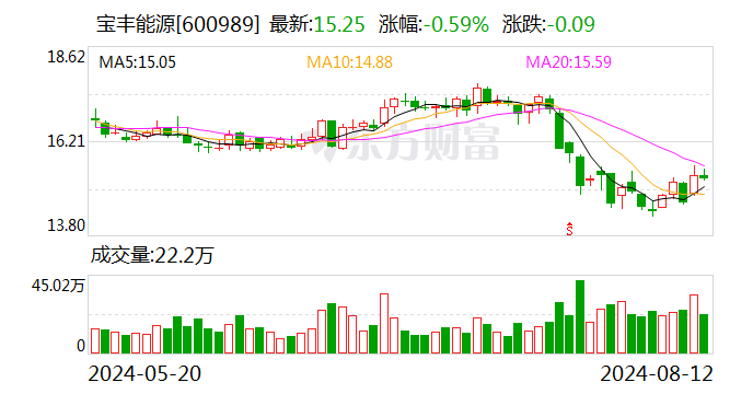 煤化工龙头宝丰能源上半年净利33.05亿 同比增逾46%