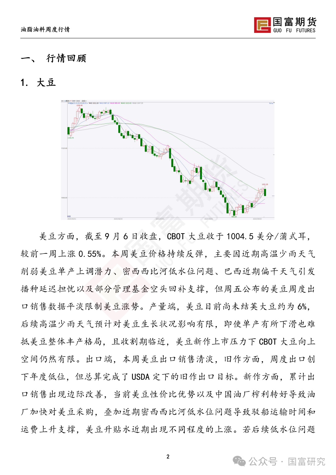 【国富豆系研究周报】丰产预期压制，CBOT大豆反弹受限